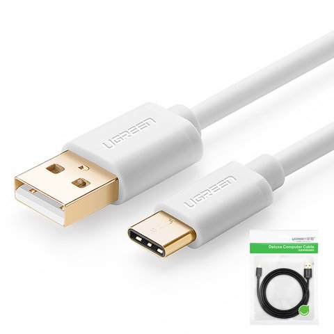 USB кабель UGREEN, USB тип C, USB тип A, 100 см, 2,4 А, білий, #6957303831654