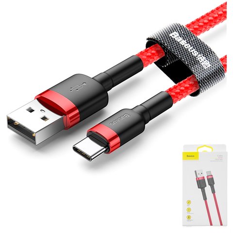 USB кабель Baseus Cafule, USB тип C, USB тип A, 100 см, 3 A, червоний, #CATKLF B09