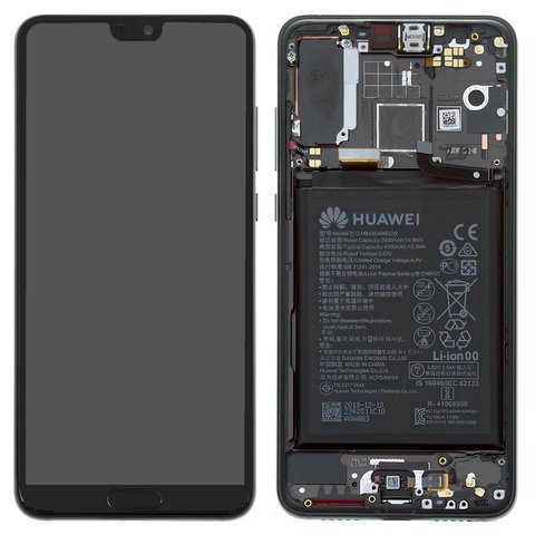 Дисплей для Huawei P20 Pro, черный, с рамкой, с аккумулятором, Original PRC , CLT L29 CLT L09
