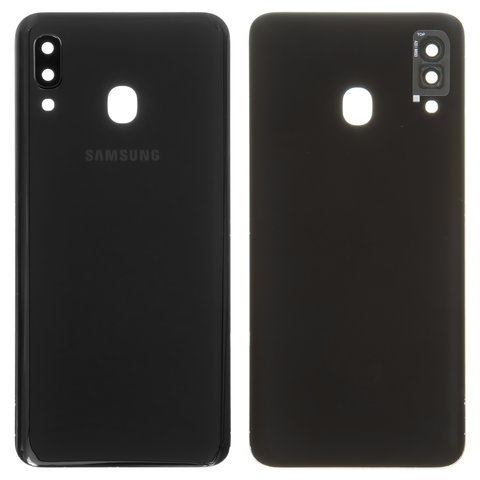 Задняя панель корпуса для Samsung A205F DS Galaxy A20, черная, со стеклом камеры