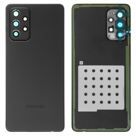 Задня панель корпуса для Samsung A725 Galaxy A72, чорна, із склом камери