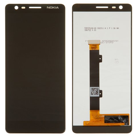 Дисплей для Nokia 3.1, черный, без рамки, Оригинал переклеено стекло 