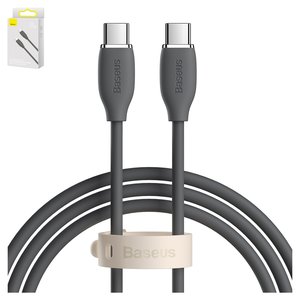 USB кабель Baseus Jelly Liquid Silica Gel, 2xUSB тип C, 120 см, 100 Вт, черный, #CAGD030001