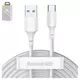 USB кабель Baseus Simple Wisdom Kit, USB тип-C, USB тип-A, 150 см, 40 Вт, 5 А, белый, 2 шт., #TZCATZJ-02