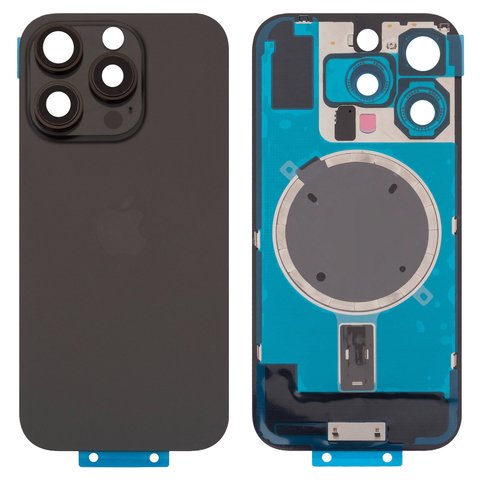 Задня панель корпуса для iPhone 16 Pro, чорна, із склом камери, Original PRC , black titanium