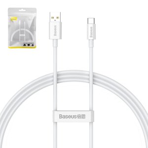 USB кабель Baseus Superior, USB тип C, USB тип A, 100 см, 100 Вт, белый, #P10320102214 01