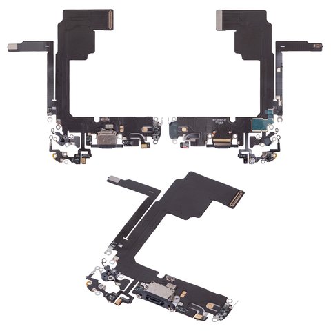 Шлейф для iPhone 15 Pro, коннектора зарядки, синий, с микрофоном, High Copy