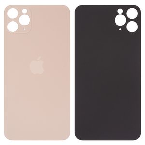 Задняя панель корпуса для iPhone 11 Pro Max, золотистая, не нужно снимать стекло камеры, Original PRC , big hole, matte gold