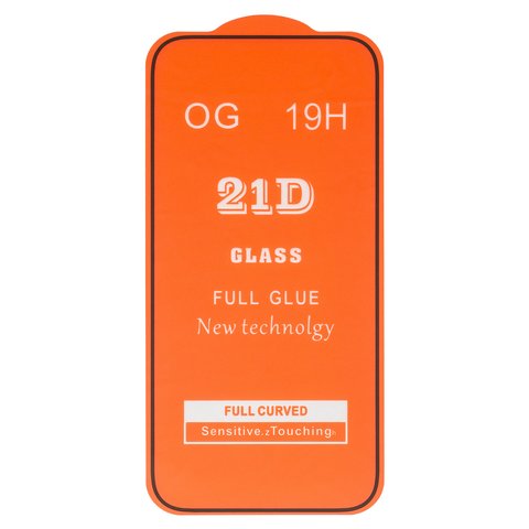 Защитное стекло для Apple iPhone 14 Pro, iPhone 15, iPhone 16, совместимо с чехлом, Full Glue, без упаковки , черный