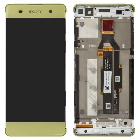 LCD compatible with Sony F3111 Xperia XA, F3112 Xperia XA Dual, F3113 Xperia XA, F3115 Xperia XA, F3116 Xperia XA Dual, golden, with frame, Original PRC , lime gold 