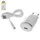Mains Charger Hoco C37A, (12 W, white, with Lightning cable for Apple, 1 output)