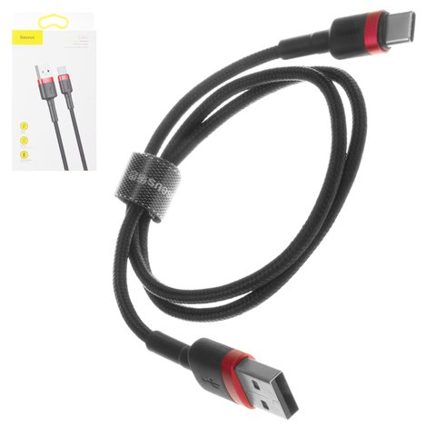 USB кабель Baseus Cafule, USB тип C, USB тип A, 50 см, 3 A, черный, красный, #CATKLF A91