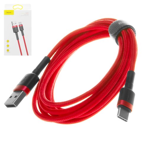 USB Cable Baseus Cafule, USB type A, USB type C, 200 cm, 2 A, red  #CATKLF C09