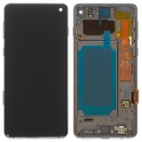 Pantalla LCD puede usarse con Samsung G973 Galaxy S10, negro, con marco, original (vidrio reemplazado)