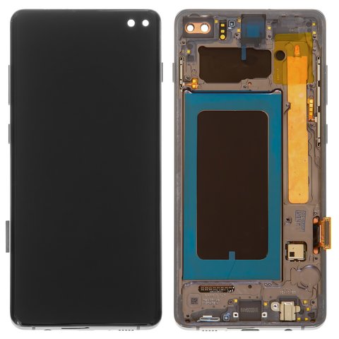 LCD compatible with Samsung G975 Galaxy S10 Plus, black, with frame, original change glass 