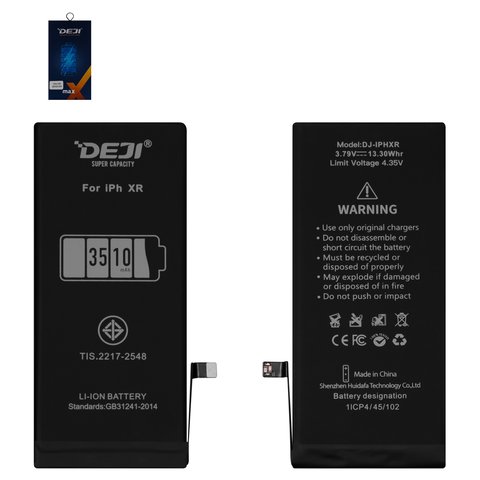 Batería Deji puede usarse con Apple iPhone XR, Li ion, 3.79 V, 3510 mAh, mayor capacidad, original IC