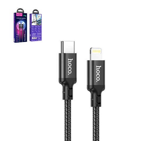 Cable USB Hoco X14, USB tipo C, Lightning, 100 cm, 20 W, 3 A, negro, #6931474752192