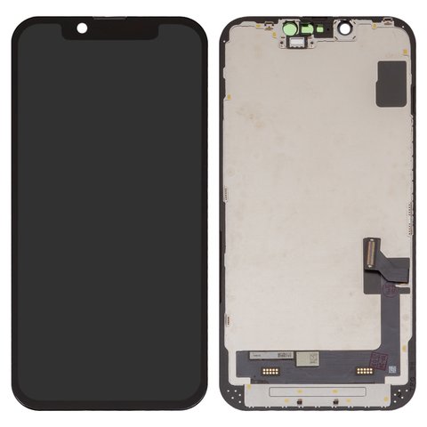 Pantalla LCD puede usarse con iPhone 14, negro, con marco, AAA, TFT 