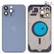 Housing compatible with iPhone 13 Pro Max, (dark blue, with SIM card holders, with side buttons, sierra blue)