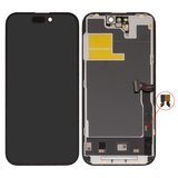 Pantalla LCD puede usarse con iPhone 14 Pro, negro, con marco, HC, sin microchip, (AMOLED), GX OEM soft, 120Hz
