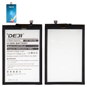 Battery Deji BL 58BX compatible with Infinix Hot 10 Play X688C , Hot 11 Play, Hot 9 Play X680 , Li ion, 3.85 V, 6000 mAh 