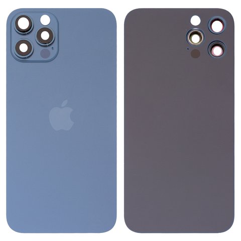 Housing Back Cover compatible with iPhone 12 Pro, dark blue, with camera lens, small hole 