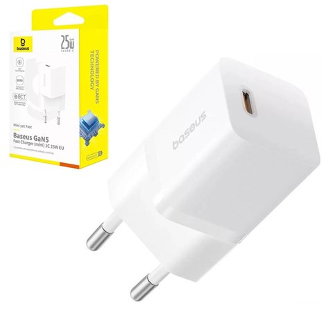 Сетевое зарядное устройство Baseus GaN5 mini, 25 Вт, Fast Charge, белый, 1 порт, #P10110909213 00
