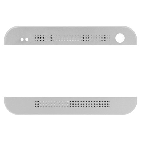 Top + Bottom Housing Panel compatible with HTC One M7 801e, silver 