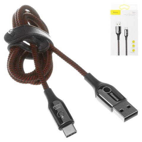 USB Cable Baseus C Shaped Light Intelligent, USB type A, USB type C, 100 cm, 3 A, black #CATCD 01