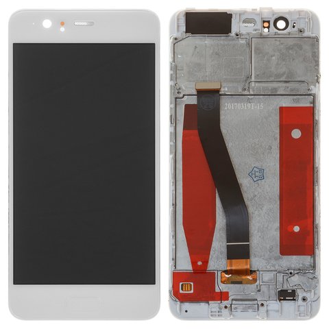 LCD compatible with Huawei P10, white, with frame, High Copy, VTR L29 VTR L09 
