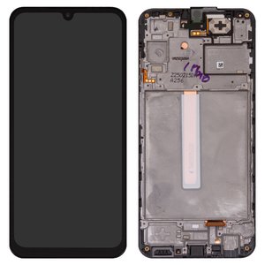 Дисплей для Samsung A256 Galaxy A25, черный, с рамкой, Оригинал переклеено стекло 