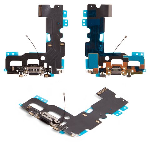 Cable flex puede usarse con iPhone 7, del conector de carga, del conector de auriculares, negro, con componentes, HC