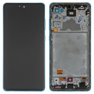 Pantalla LCD puede usarse con Samsung A725 Galaxy A72, A726 Galaxy A72 5G, azul, con marco, Original PRC 