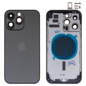 Carcasa puede usarse con iPhone 14 Pro Max, negro,  con sujetador de tarjeta SIM, con botones laterales, HC, Global, space black