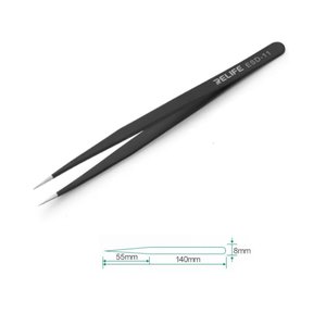 Pinzas para smd RELIFE ESD 11, recta, antiestática, 140 mm, negro