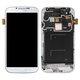 Дисплей для Samsung I9505 Galaxy S4, білий, з рамкою, Оригінал (переклеєне скло)