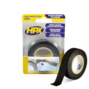 Лента односторонняя тканевая HPX 19 мм, 10 м, черная блистер 