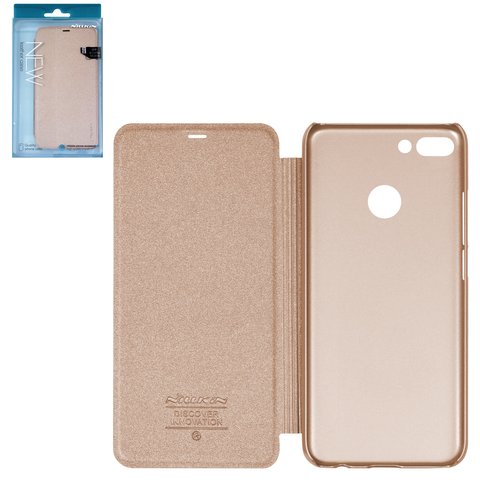 Чехол Nillkin Sparkle laser case для Huawei Enjoy 8 Plus, Y9 2018 , золотистый, книжка, пластик, PU кожа, #6902048156067