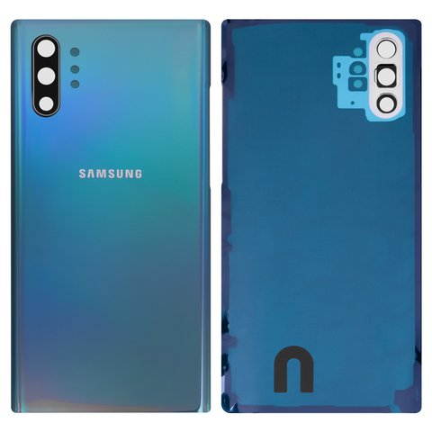 Задняя панель корпуса для Samsung N975F Galaxy Note 10 Plus; Samsung, серебристая, со стеклом камеры, aura glow