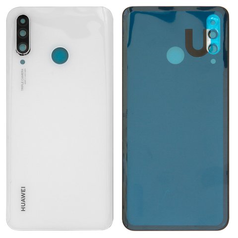 Задняя панель корпуса для Huawei P30 Lite, белая, со стеклом камеры, 48 Мп