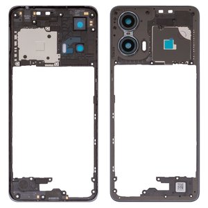 Средняя часть корпуса для Motorola Moto G24, черная, со стеклом камеры